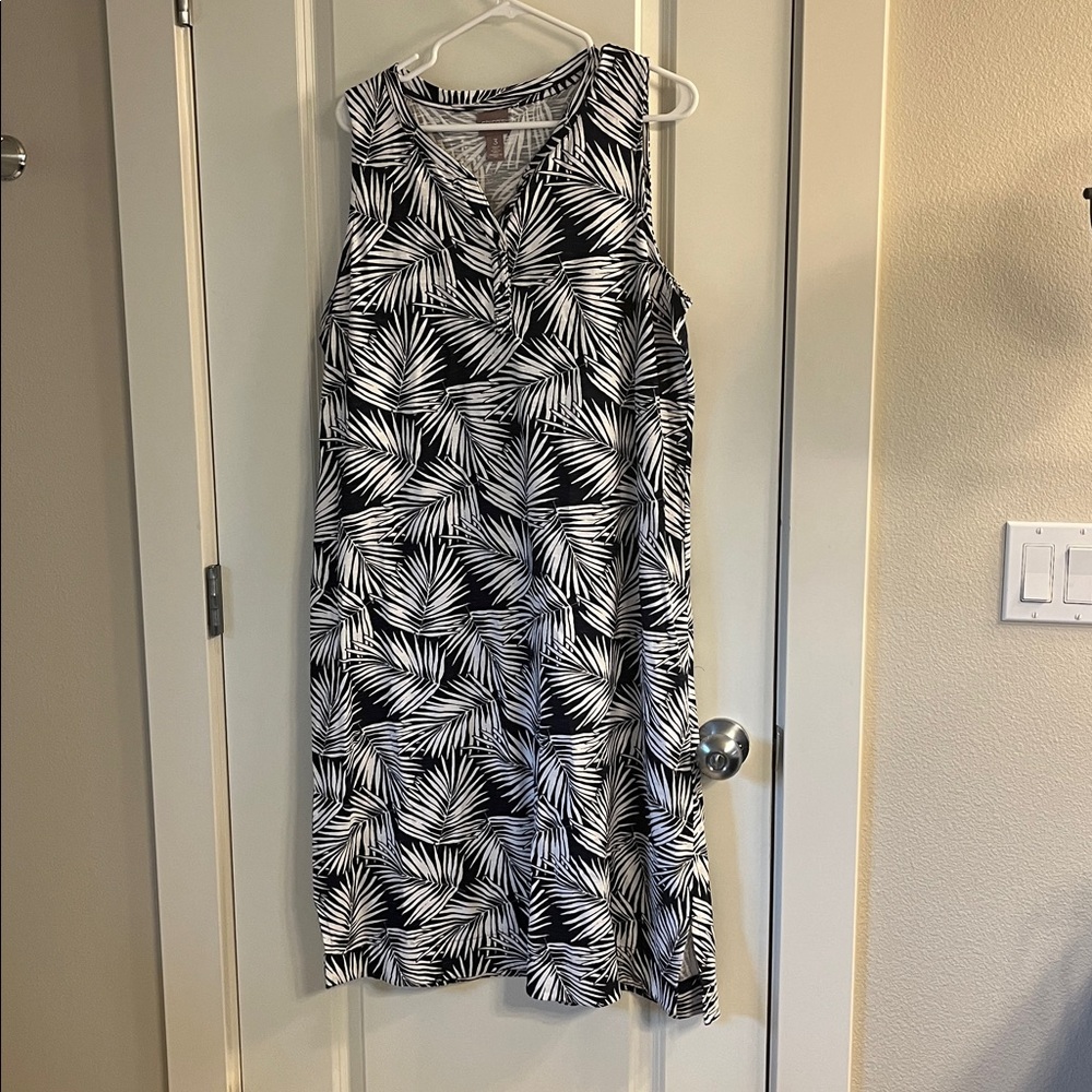 Chico's White and Blue Sleeveless Midi Sundress